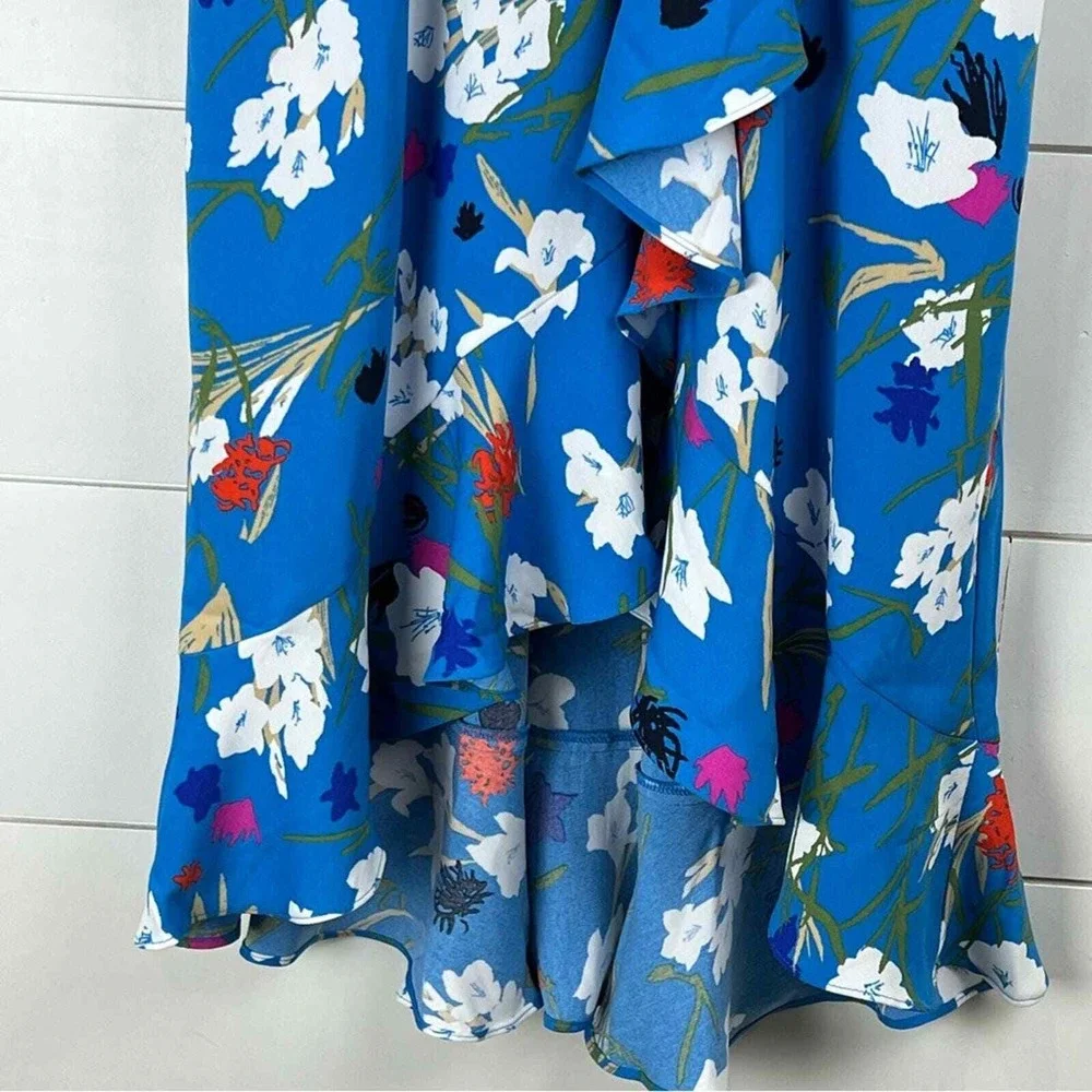 NWT J.Crew Mercantile Floral High Low Wrap Dress Women‎ S EMMAHANSI cababa blue
